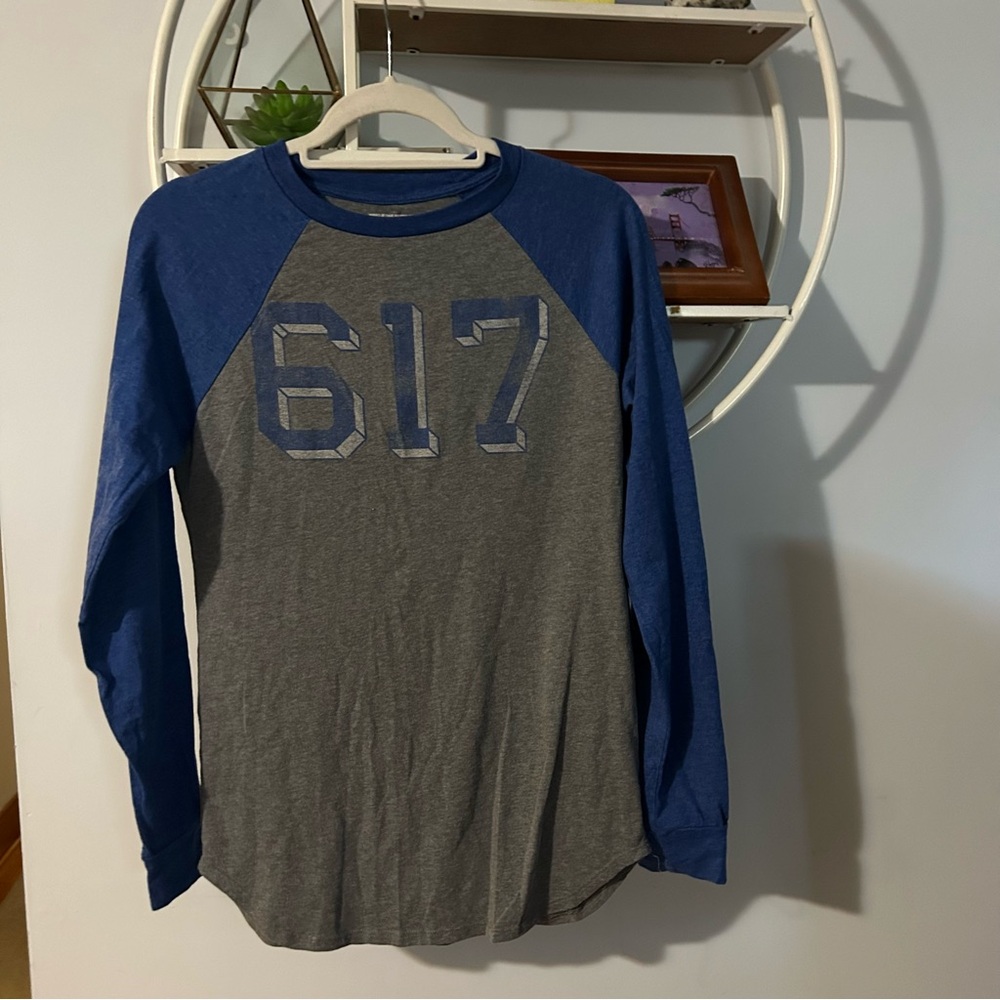 Local Pride Unisex Small S Raglan Boston 617 Blue Shirt